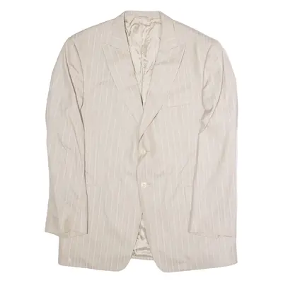 VERSACE Mens Blazer Jacket Cream Wool Pinstripe XL