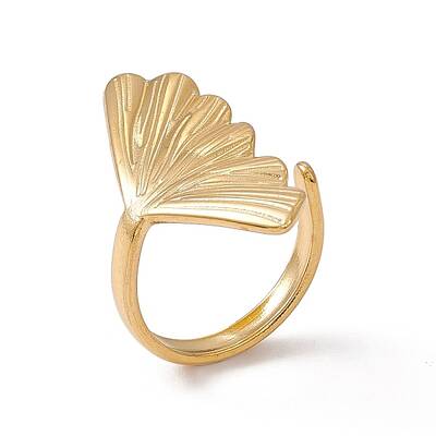 Ion Plating(IP) 304 Stainless Steel Shell Shape Cuff Ring for Women
