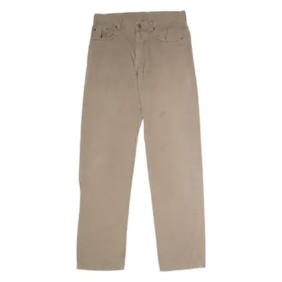 MARLBORO Mens Canvas Trousers Brown Regular Straight W32 L34