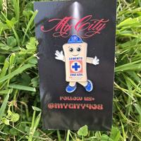Cruz Azul Costalito Metal Pin - Character Design with Blue Shoes and White Gloves, Featuring a Red Cross