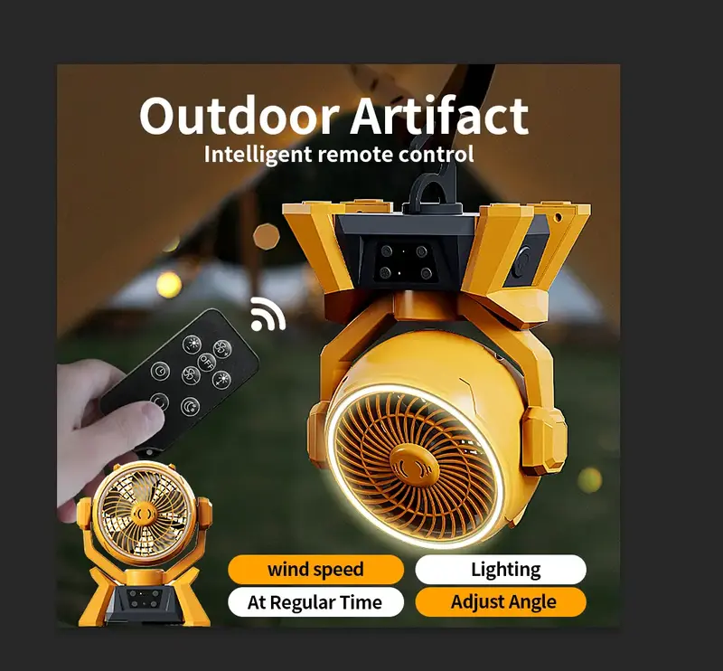 Multi-functional large capacity Camping Fan with LED Light, 20000mAh Rechargeable Battery Powered Portable Fan with 360° Rot...