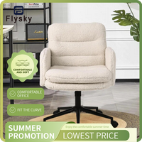 Flysky Home Office Furniture Ergonomic Desk Chair, Modern Mid Back Computer with Wheels Adjustable Height Upholstered Swivel ...