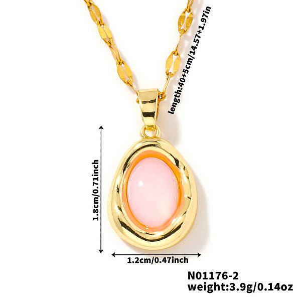 Elegant Oval Brass Pendant Necklaces