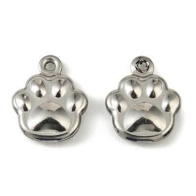 304 Stainless Steel Charms. Paw Print Charm