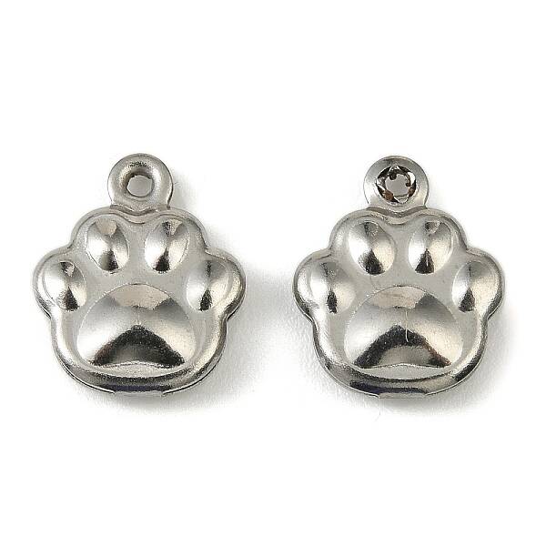 304 Stainless Steel Charms. Paw Print Charm