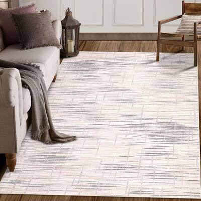 Garvee Area Rug Coffee Grey 4x6 Bedroom Rug Machine Washable Rug Geometric Living Room Area Rug Indoor Non-Slip Stain Resista...