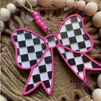 CHECKERED BOW - Scented Car Freshie, Aroma Therapy, Small Space Deodorizer with Innovative Features for a Fresh Driving Exper...