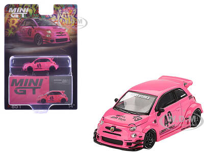 ABARTH 595 #49 LB-Works x Abas Works Pink Limited Edition 1/64 Diecast Model Car by Mini GT
