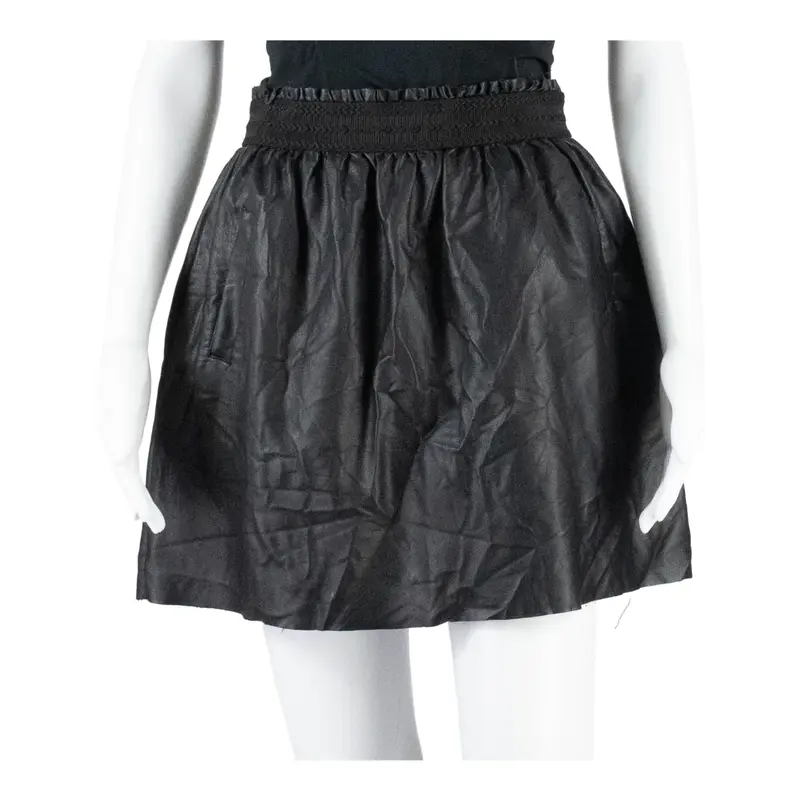 ZARA BASIC Leather Feel Womens Flare Skirt Black Short Leather UK 6