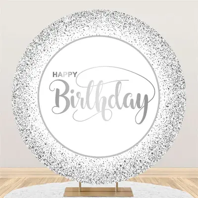 Aperturee Ink Dot Black White Circle Happy Birthday Backdrop | Circle Background For Party | Round Backdrop Fabric Cover | Ci...