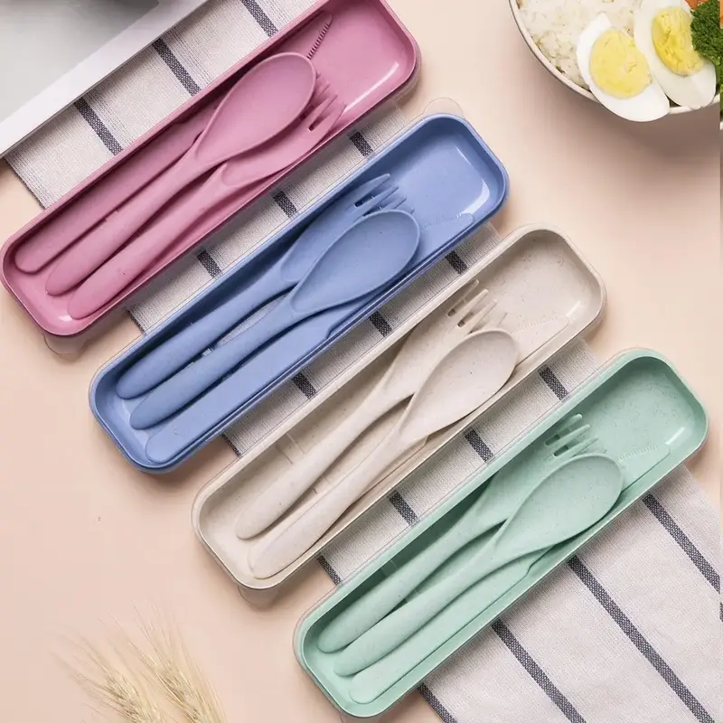 Travel Portable Cutlery Set, 1 Set Travel Utensils Including Spoon, Fork, Knife & Storage Box, Tableware Set for Home Kitchen...