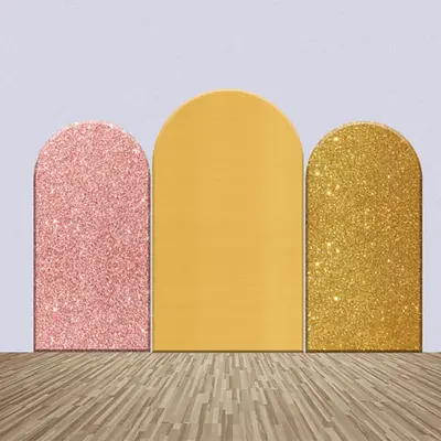 Yellow Brown Rose Gold Glitter Arch Backdrop Kit - Aperturee