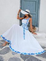 Women's Floral Print Dress, Bohemian Elegant Sleeveless Dress for Summer, Boho Women's Clothing for Beach Holiday, Womenswear