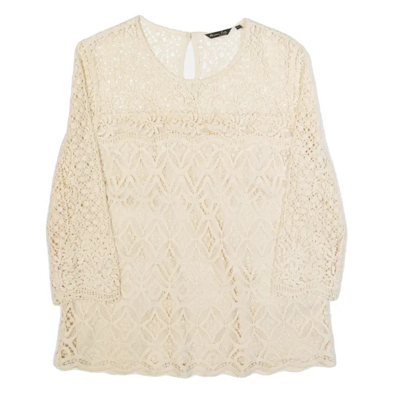 MASSIMO DUTTI Womens Top Cream Long Sleeve M
