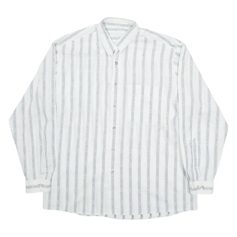 Mens Shirt White Striped Long Sleeve M