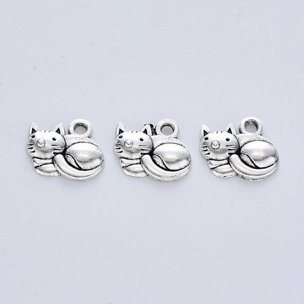 Tibetan Style Alloy Kitten Pendants