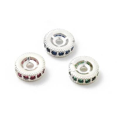 Brass Micro Pave Cubic Zirconia Beads