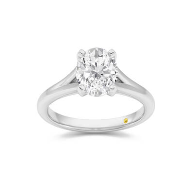 Luxen Split Shank Oval Lab Grown Diamond Solitaire Ring | 18K White Gold 4 CT. TW.