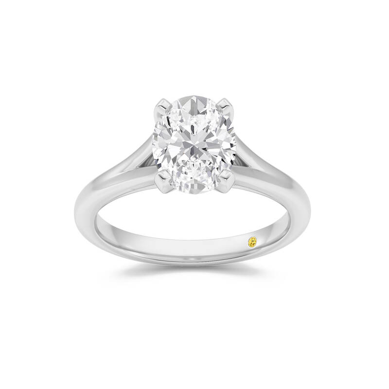 Luxen Split Shank Oval Lab Grown Diamond Solitaire Ring | 18K White Gold 4 CT. TW.