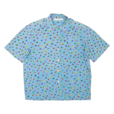 SOLANGE MONDOR Womens Printed Shirt Blue Collared Spotted L