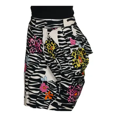 Enrico Coveri Animal print Midi Skirt - 28W UK 8 Black & White Polyester Blend