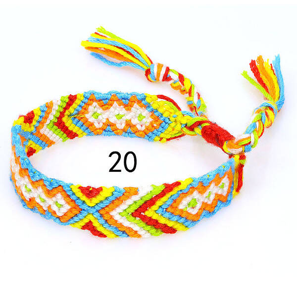 Cotton Braided Rhombus Pattern Cord Bracelet