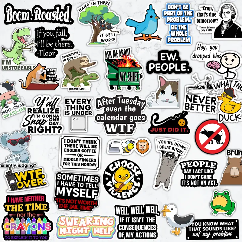 200 PCS Funny Anti-Social Stickers with Quotes for Laptop, Hard Hat, Work, Water Bottle, Computers - Vinyl Waterproof Decals,...