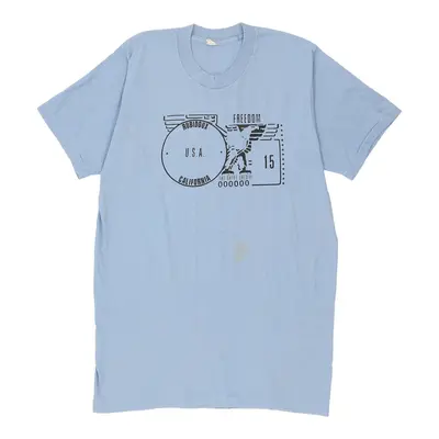 Single Stitch Rubidoux California USA Unbranded Graphic T-Shirt - Large Blue Cotton