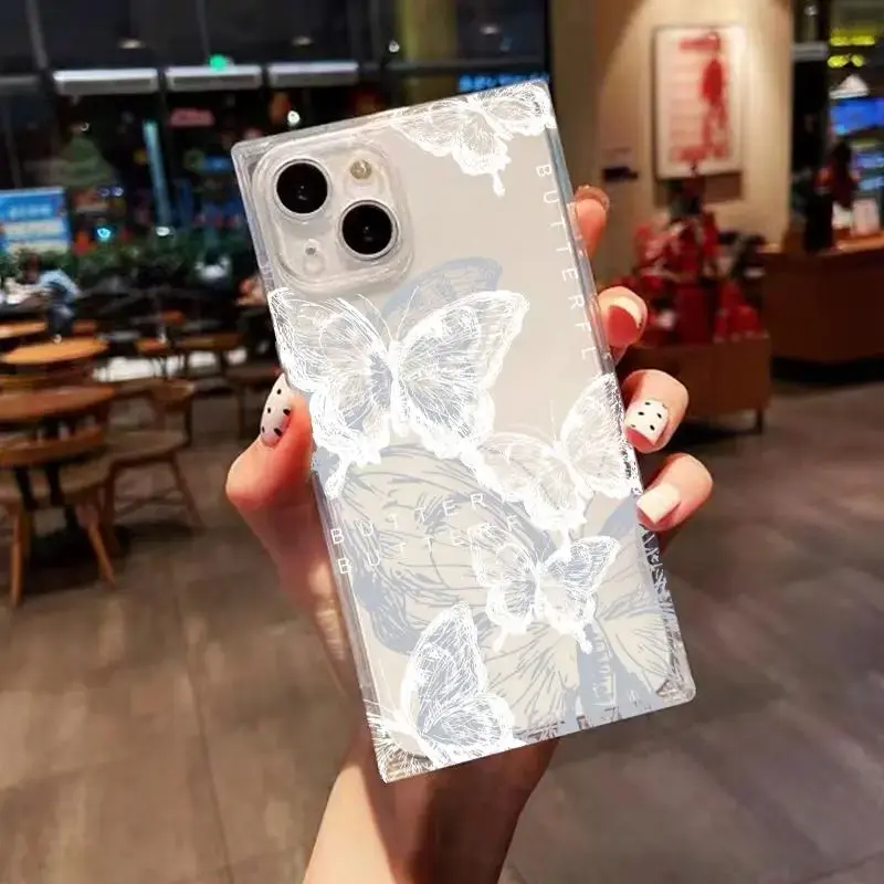 Butterfly Pattern Clear Phone Case, Fashionable Phone Protective Cover, All-inclusive Shockproof Phone Cases for iPhone 11 12...