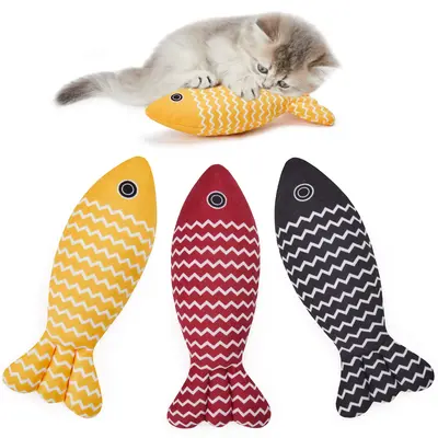 Potaroma Cat Toys Fish, 3 Pcs Crinkle Sound Toys Soft Linen, Interactive Kitten Exercise Kicker Toys for Indoor Cats 7.8 Inch...