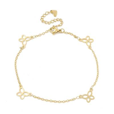 PVD Vacuum Plating 304 Stainless Steel Butterfly Link Anklet with Cable Chains for Women