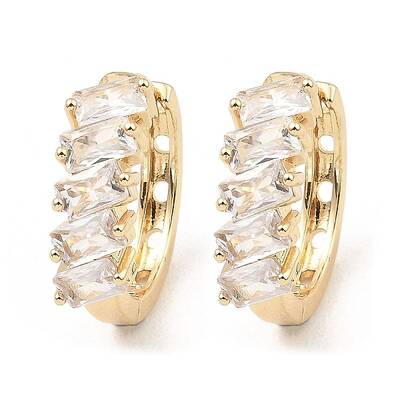 Brass Micro Pave Cubic Zirconia Hoop Earring