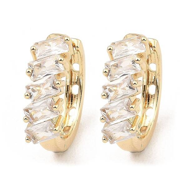 Brass Micro Pave Cubic Zirconia Hoop Earring