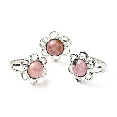Natural Rhodochrosite Adjustable Rings