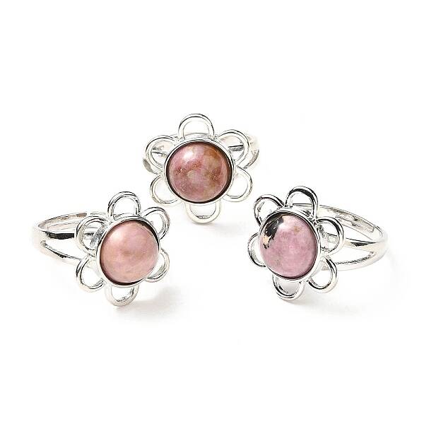 Natural Rhodochrosite Adjustable Rings