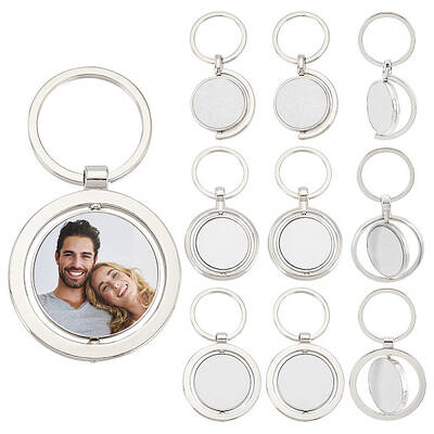 9Pcs 3 Styles Alloy Sublimation Blanks Keychains