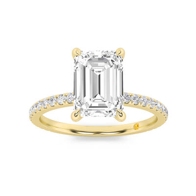 Florence Hidden Halo Emerald Cut Lab Grown Diamond Engagement Ring | 18K Yellow Gold 3 3/4 CT. TW.