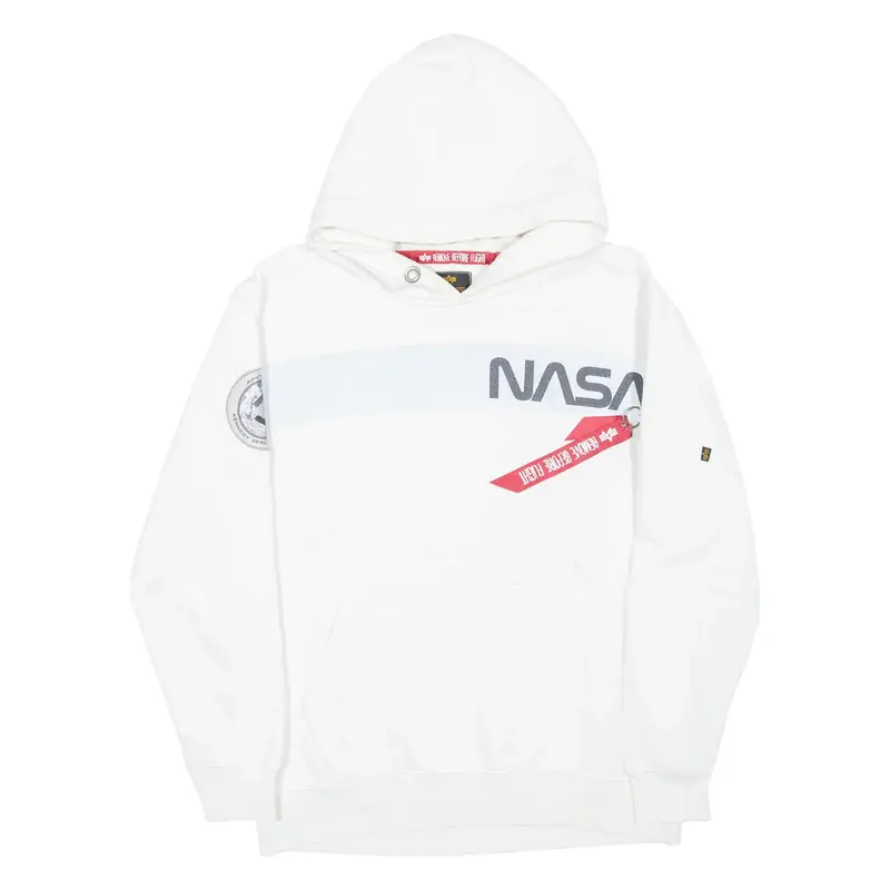 ALPHA INDUSTRIES Mens White Hoodie M