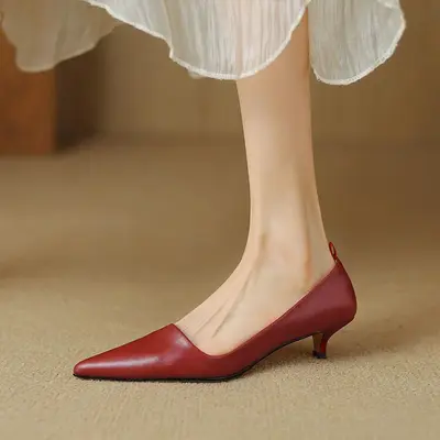 CHIKO Kaitlyn Pointy Toe Kitten Heels Pumps Shoes
