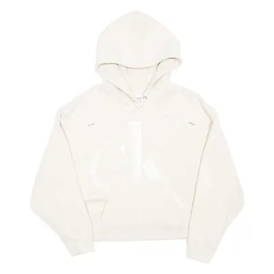 CALVIN KLEIN Cropped Womens Beige Hoodie Pullover 2XL