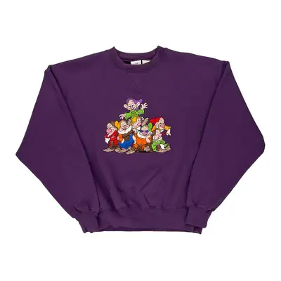 Snow White And The Seven Dwarfs Disney Cartoon Sweatshirt - Medium Purple Cotton Blend | Size: medium