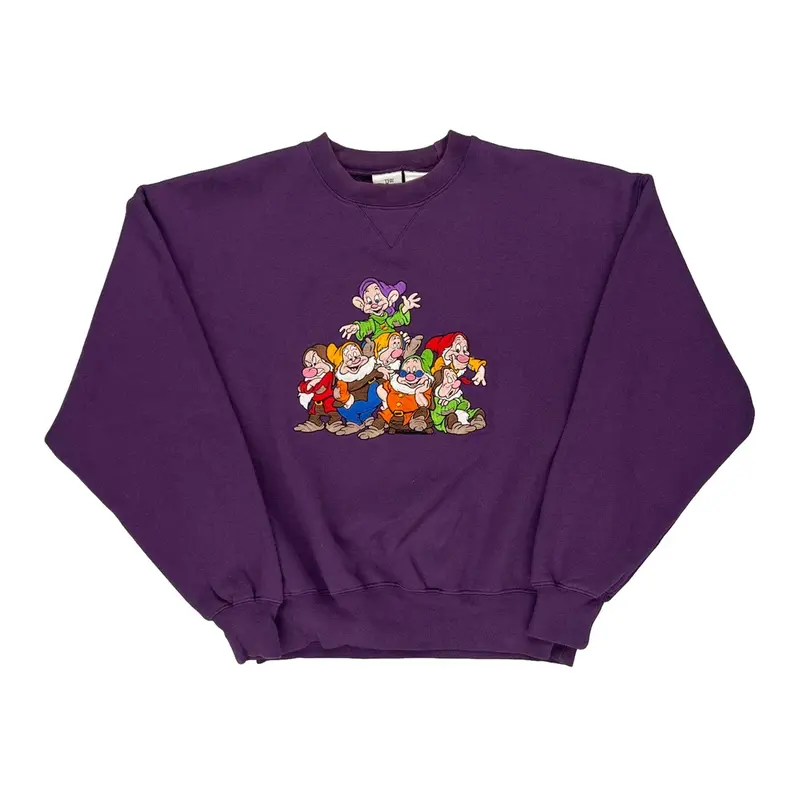Snow White And The Seven Dwarfs Disney Cartoon Sweatshirt - Medium Purple Cotton Blend | Size: medium