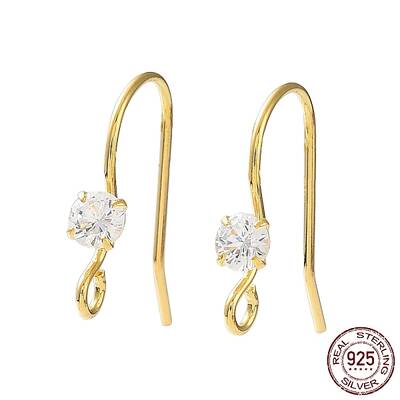 925 Sterling Silver with Clear Cubic Zirconia Earring Hooks