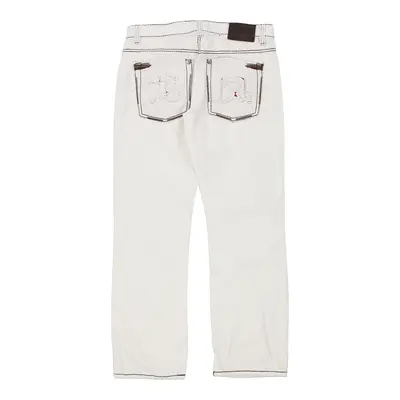 Hip Hop Dcoy Contrast Stitch Jeans - 36W 31L White Cotton