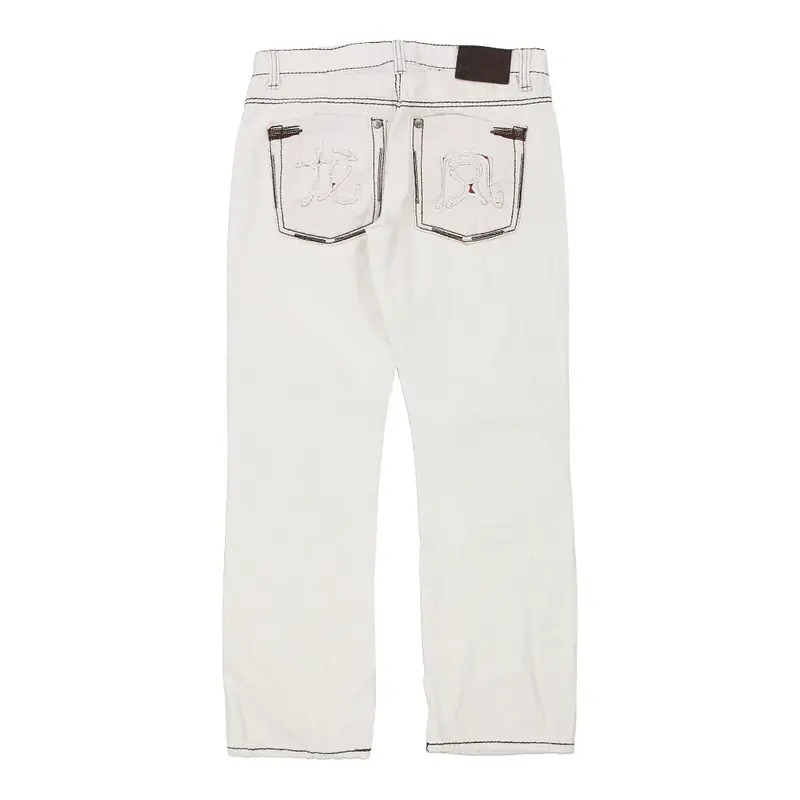 Hip Hop Dcoy Contrast Stitch Jeans - 36W 31L White Cotton