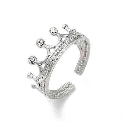 304 Stainless Steel Rhinestone Cuff Rings