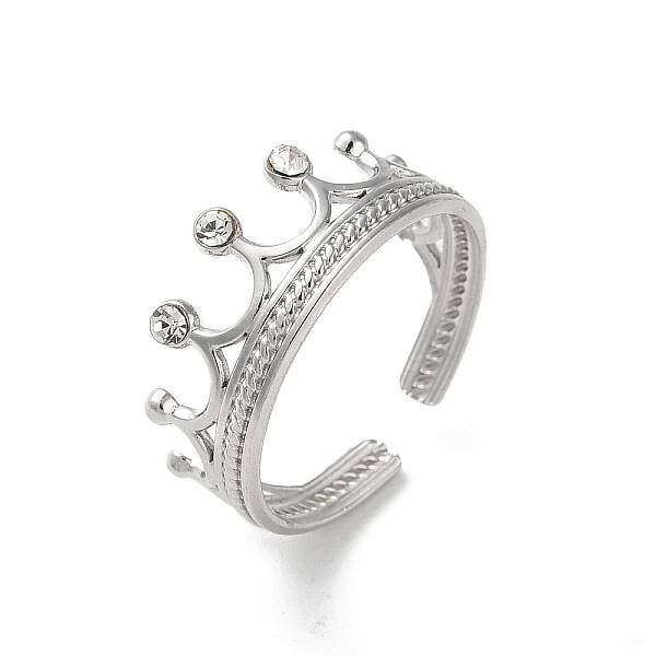 304 Stainless Steel Rhinestone Cuff Rings