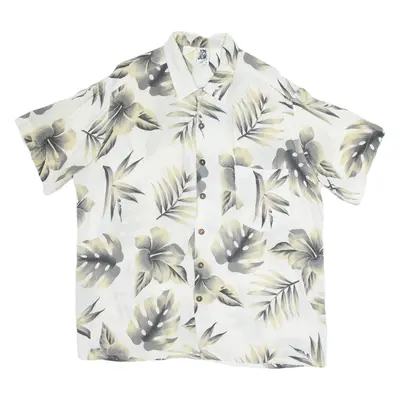 KENNINGTON Mens Hawaiian Shirt Beige Floral 3XL