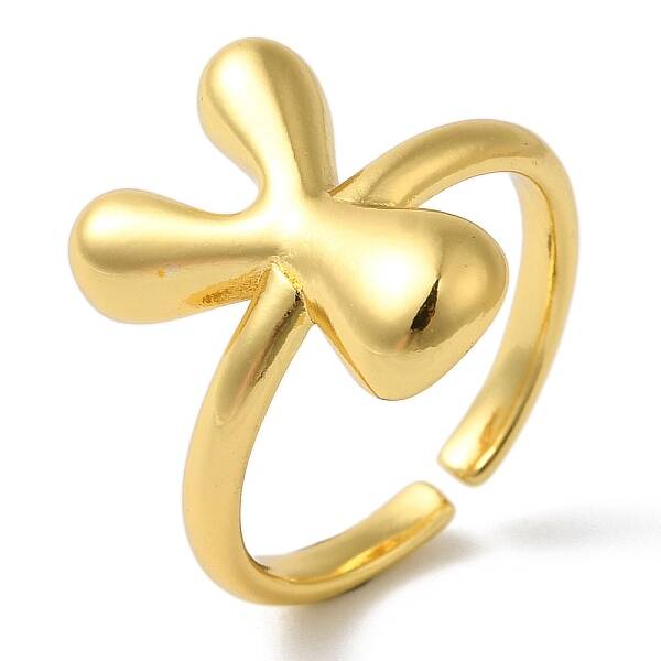 Initials Brass Open Cuff Ring for Women