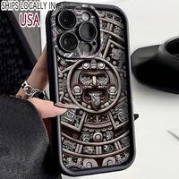 Aztec Calendar Pattern Phone Case, TPU Decorative Phone Protector Cover, Phone Accessories for iPhone 16 15 14 13 12 11,for S...
